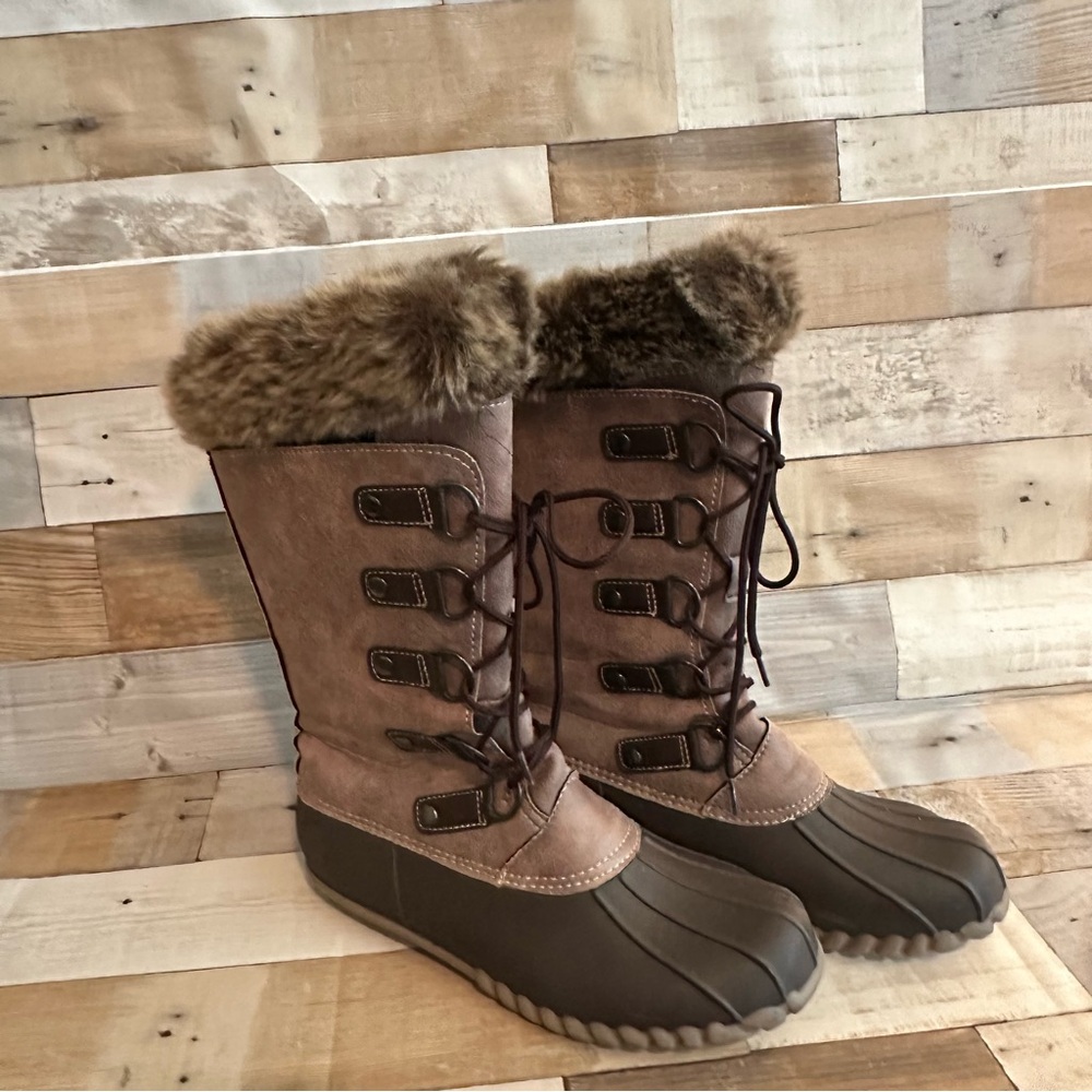 Brown Winter Rain Boots with Waterproof Design